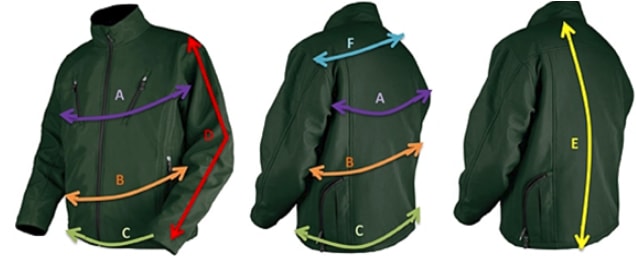Guide des tailles pour la veste Thermo jacket