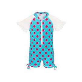Combinaison à manches courtes turquoise, motif framboise
