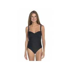 Maillot de bain bandeau ruché anti-UV pour femme UPF 50+, noir