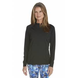 T-shirt de bain Manches Longues anti UV Femme Zip - Black