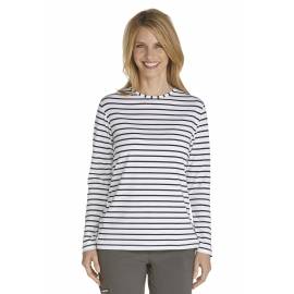 ZnO UV T-shirt Manches Longues Femme- navy/white stripe