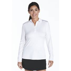 Polo Manches Longues Anti UV Femme- Slate/White white