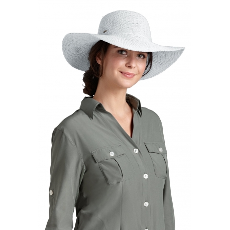 Coolibar - Chapeau Compressible pour Femme anti UV - Blanc