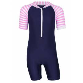 Combinaison anti-UV pour bébé - manches courtes Stripes Bleu foncé, JUJA