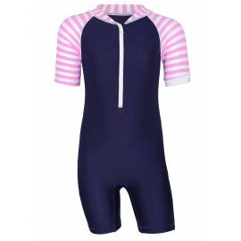 Combinaison anti-UV pour bébé - manches courtes  Stripes Bleu foncé, JUJA