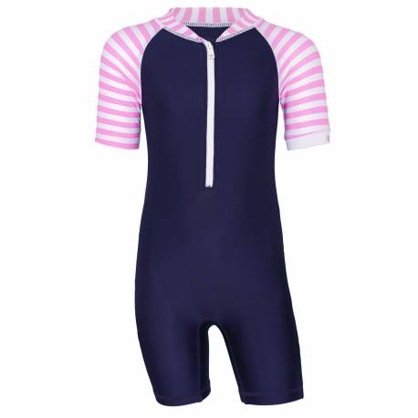 Combinaison anti-UV pour bébé - manches courtes  Stripes Bleu foncé, JUJA