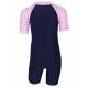 Combinaison anti-UV pour bébé - manches courtes Stripes Bleu foncé, JUJA