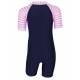 Combinaison anti-UV pour bébé - manches courtes  Stripes Bleu foncé, JUJA