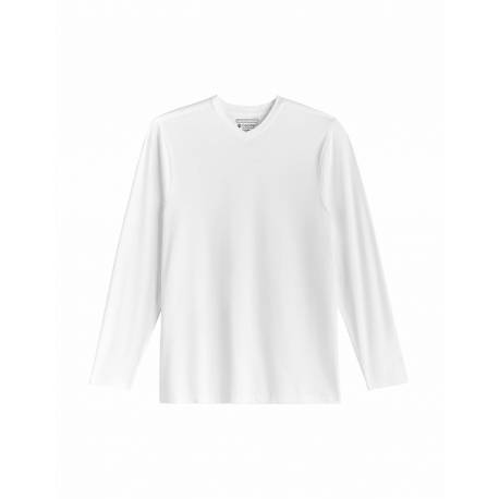 T Shirt anti UV pour homme - col en V Manches longues - Morada - Blanc