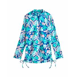 T shirt de bain pour les fille - Manches longues - Lawai Ruche - Blue Marlin Floral