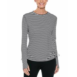 T shirt de bain pour femme - Manches longues - Baikal - Noir / Blanc