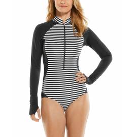 Maillots de bain Manches longues anti UV pour femme bathingsuit - Escalante - Noir / Blanc