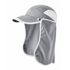 Casquette sport anti UV avec protège nuque pour enfant - Agilité - Acier Gris / Blanc