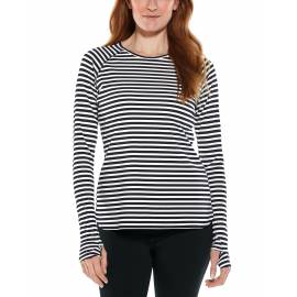 T shirt de bain pour femme - Manches longues - Kawela - Noir / Blanc