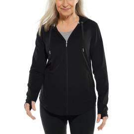 Sweat à capuche à fermeture éclair anti UV pour femme - LumaLeo Zip-Up - Noir