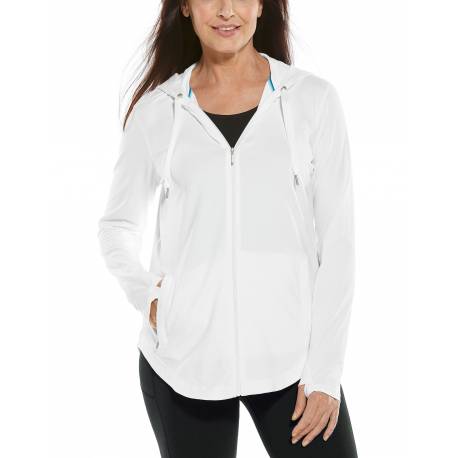 Sweat à capuche à fermeture éclair anti UV  pour femme - LumaLeo Zip-Up - Blanc