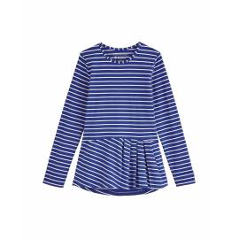 T Shirt anti UV pour les fille - Manches longues - Aphelion T - Saphir Bleu / Blanc