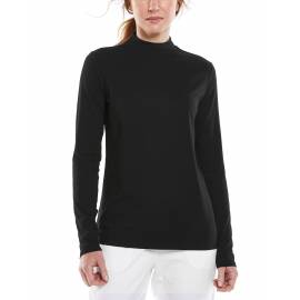 T shirt col montant anti UV - pour femme - Manches longues - Islandia - Noir