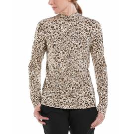 T shirt col montant anti UV - pour femme - Manches longues - Islandia - Cheetah