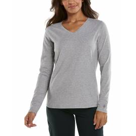 T Shirt anti UV pour femme - col en V Manches longues - Morada - Gris