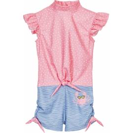 Combinaison de bain anti-UV pour fille - Crabe - rose / bleu clair