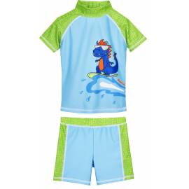 Ensemble de bain anti-UV pour Garçon - Dino - Bleu clair / vert