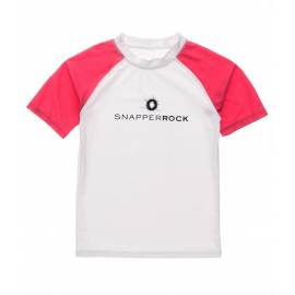 T-Shirt anti-UV pour Garçon - Manches courtes - Blanc / Rouge