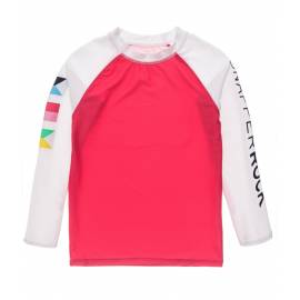 T-Shirt anti-UV pour Garçon Fliers Maritime - Manches longues - Corail / Blanc