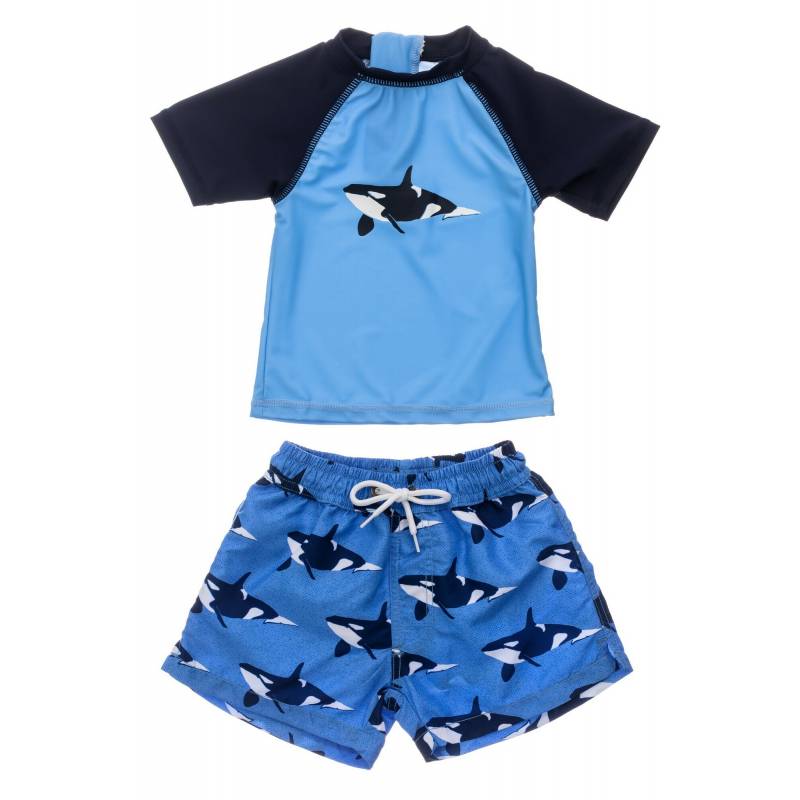 Ensemble De Bain Anti Uv Pour Bebes Garcon Manches Courtes Orque Ocean Bleu Snapper Rock