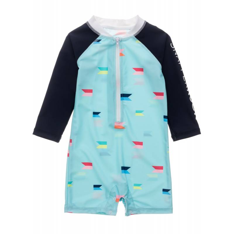 Maillot De Bain Anti Uv Pour Bebes Garcon Manches Longues Maritime Fliers Bleu Clair Snapper Rock