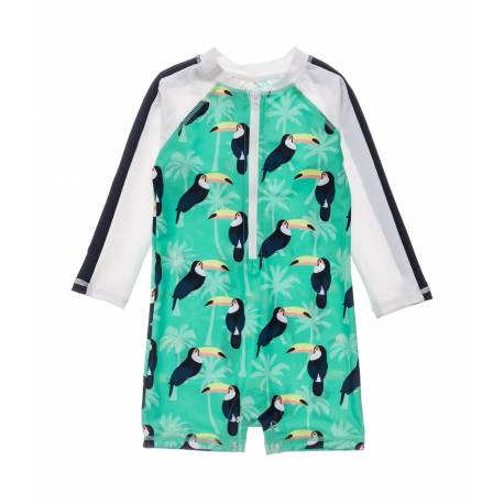 Maillot De Bain Anti Uv Pour Bebes Garcon Manches Longues Toucan Talk Bleu Menthe Snapper Rock