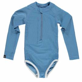 Maillot de bain anti-UV pour fille - nervuré - bleu Récif