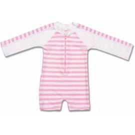 Maillot de bain une pièce manches longues anti uv enfant - Rayé Rose